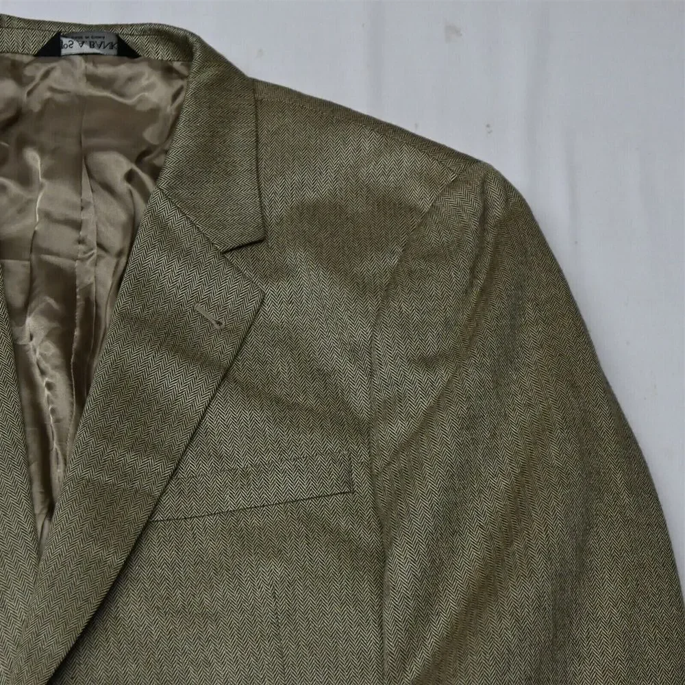 Jos A Bank 44L Brown Herringbone Silk Camelhair Mens Blazer Sport Coat Jacket‎